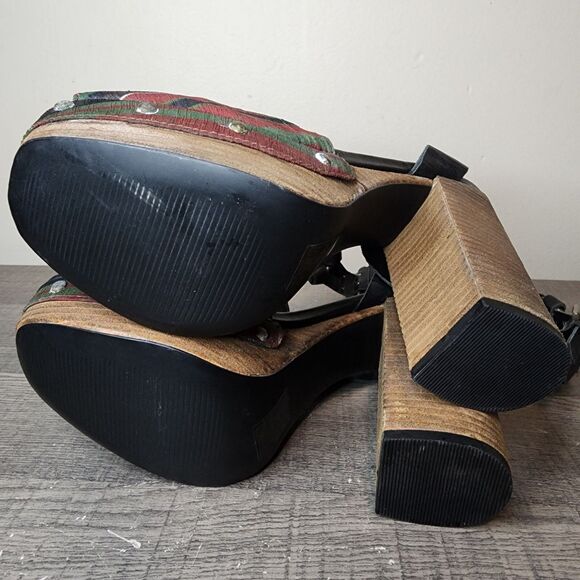 Free People Sandals Platform Block Heel Peep Toe Women's Size 6 Ankle strap - Picture 11 of 12